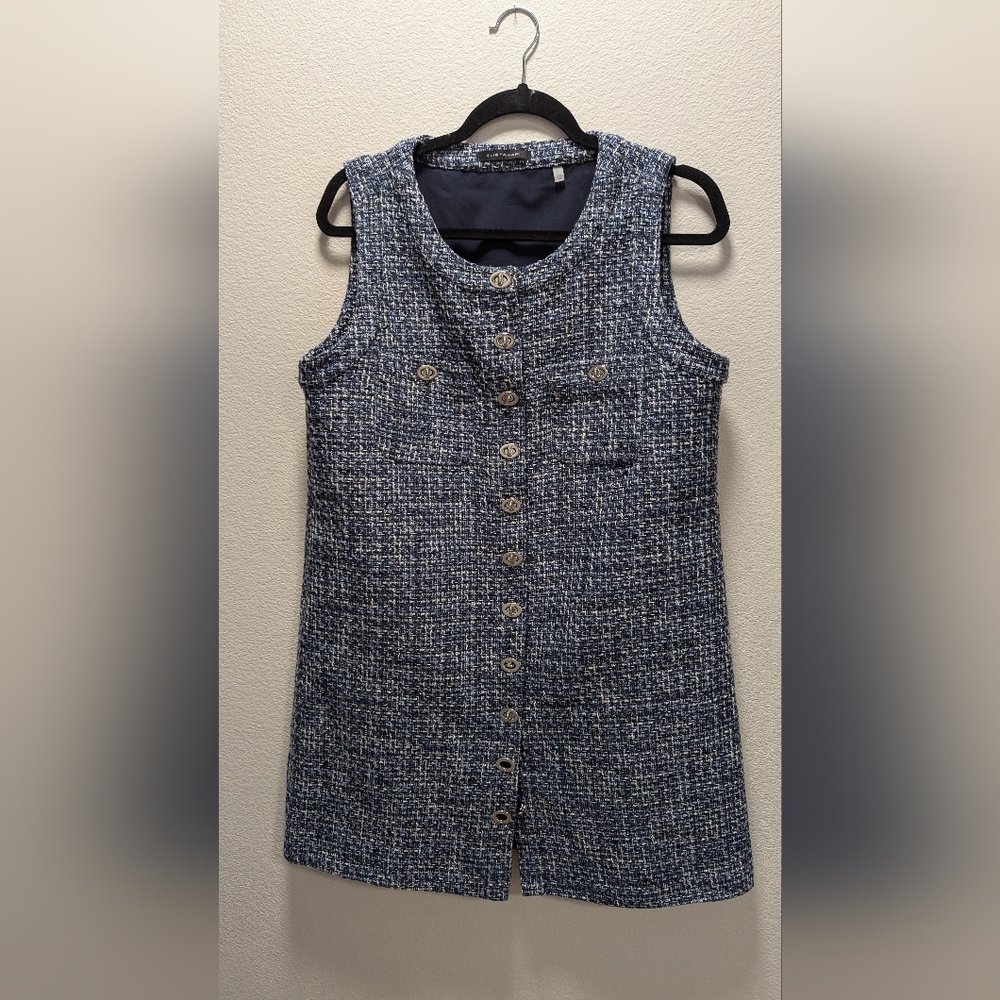 Elie Tahari Tweed Large Blue Dress